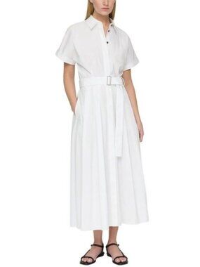 White Belted Shirt Dress - Women's Dress